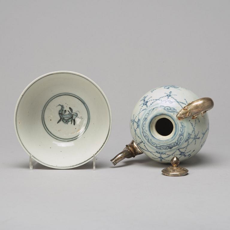 A South East Asian tea pot and bowl, 20th Century.