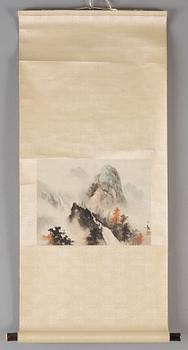 Two hanging scrolls of landscapes by Huang Huanwu (1906-1985), signed.