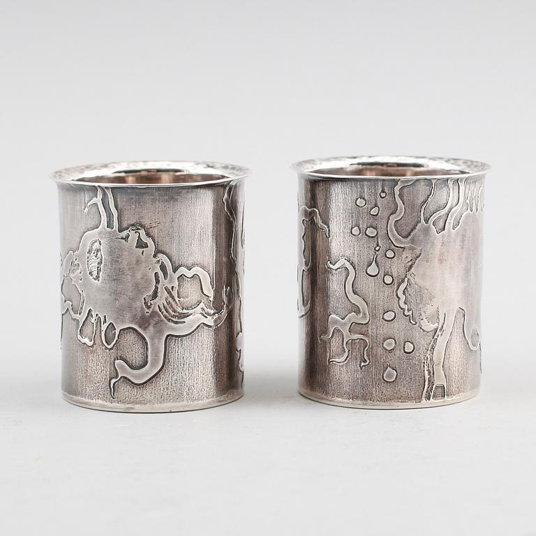 BÄGARE, 1 par, silver, Olle Ohlsson, Stockholm 1975. Vikt ca 153 g.