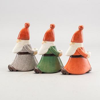 Lisa Larson, 3   stoneware candlesticks, Gustavsberg.