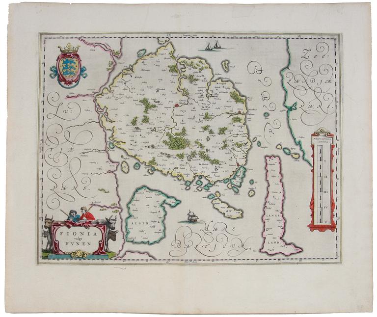 KARTA, Fyn, Danmark, Blau, ca 1660.