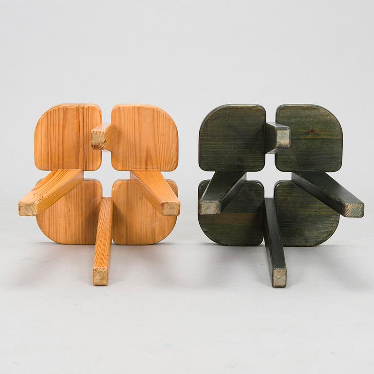 Rauni Peippo, a pair of stools "Apila" (Four-leaf clover) for Oy Stockmann Ab, Keravan Puusepäntehdas, Finland.
