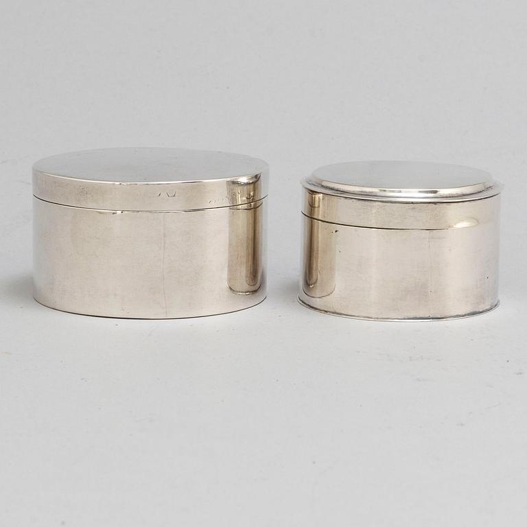 A pair of Swedish parcel-gilt silver boxen, mark of S Blomberg, Sthlm 1806 and JE Torsk, Sthlm 1843.