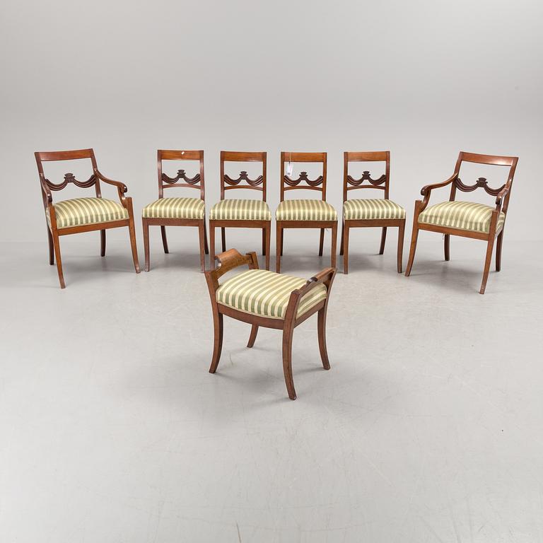 MÖBELGRUPP, 7 delar, Karl Johan, 1800-talets första hälft.