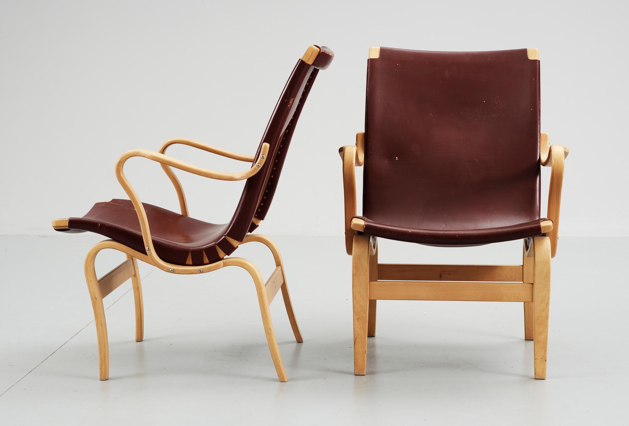 FÅTÖLJER, ett par. "Eva", Bruno Mathsson.