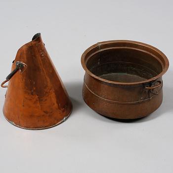 ÄMBAR samt KITTEL, koppar, 1800-tal.