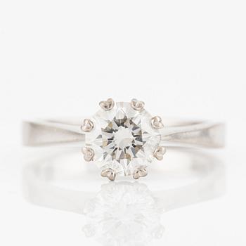 Ring, 18K white gold with a 1.01 ct brilliant-cut diamond.