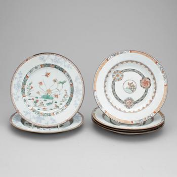 TALLRIKAR, 4+2 st, porslin, Kina 1700-tal.