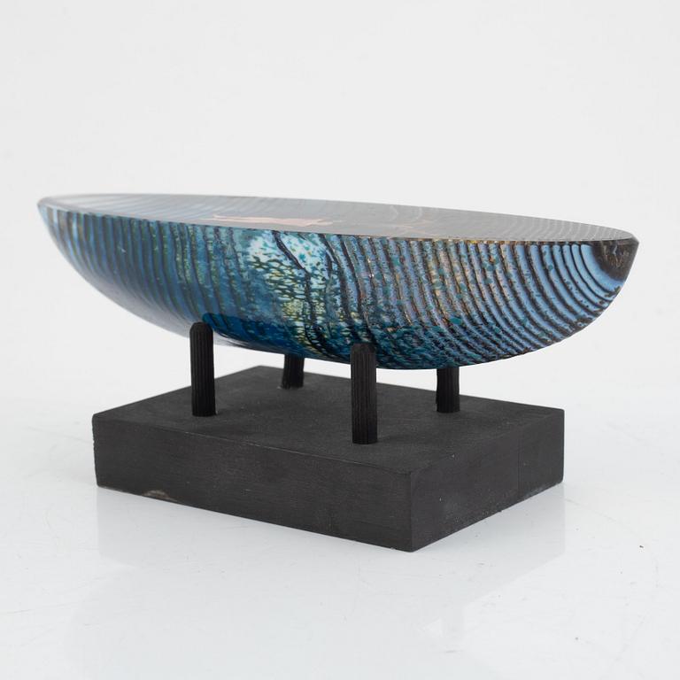 Bertil Vallien, a boat glass sculpture, Kosta Boda, Sweden, signed.