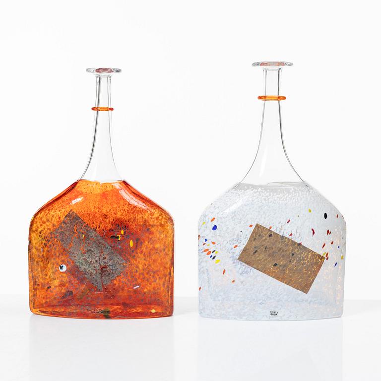 Bertil Vallien, vaser, 5 st, glas, "Satellite", Kosta Boda.