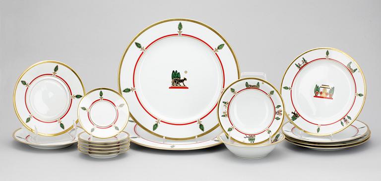 SERVISDELAR, 19 st, porslin, för Cartier, Limoges, 1986.