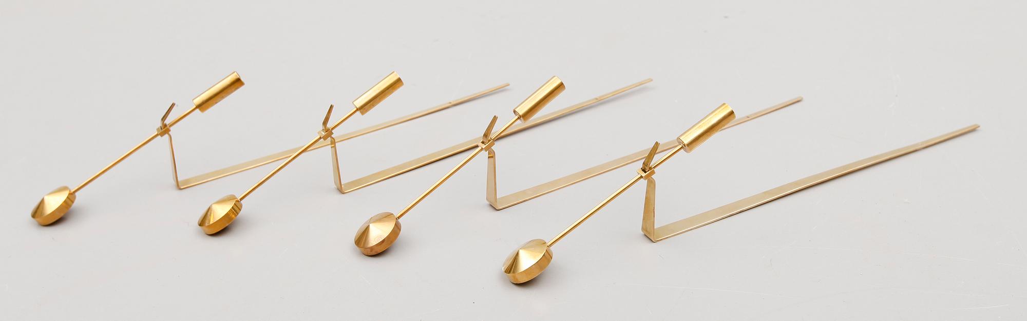 VÄGGLAMPETTER, 4 st, mässing, Pierre Forsell, Skultuna.