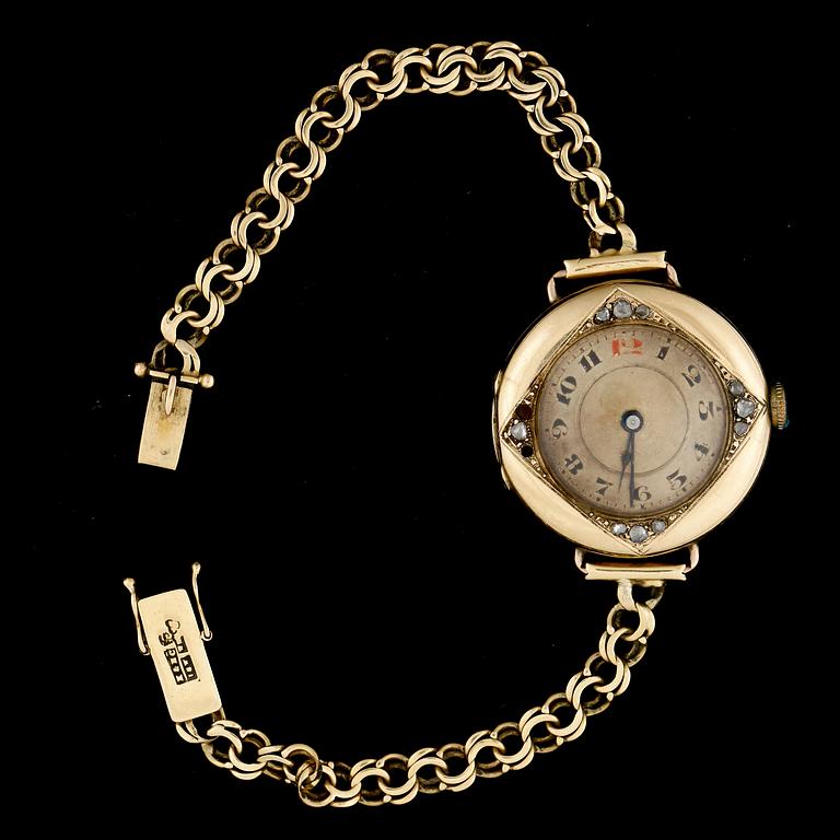 ARMBANDSUR, dam, och länk 18k guld. Totalvikt 24g.