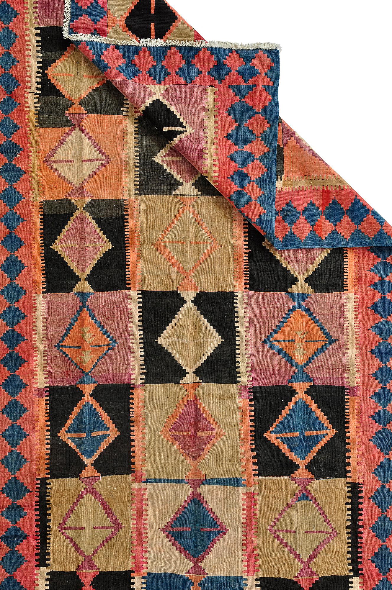 A carpet, kilim, ca 375 x 140 cm.