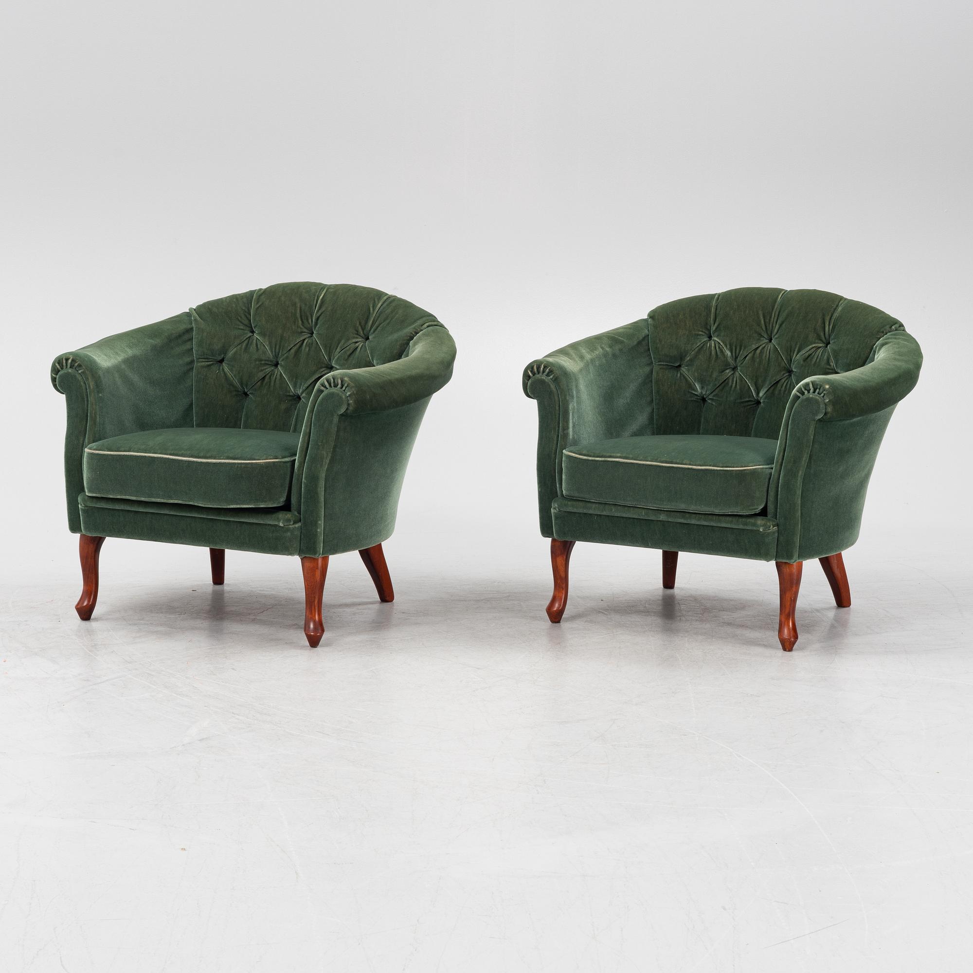 A pair of Bröderna Andersson easy chairs, mid 20th Century.