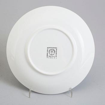 STIG LINDBERG, six 'Tahiti' bone china tea cups and saucers from Gustavsberg, 1970's.