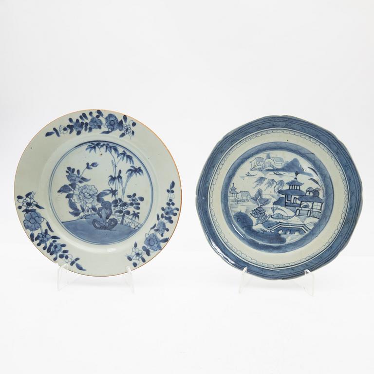Tallrikar, 6 st, porslin, Kina, 17/1800-tal.