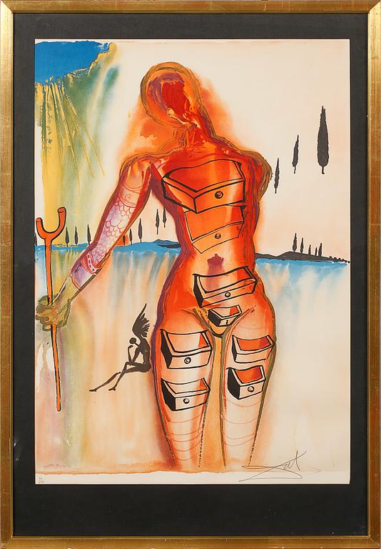 SALVADOR DALÍ, färglitografi, signerad, numrerad 39/250.