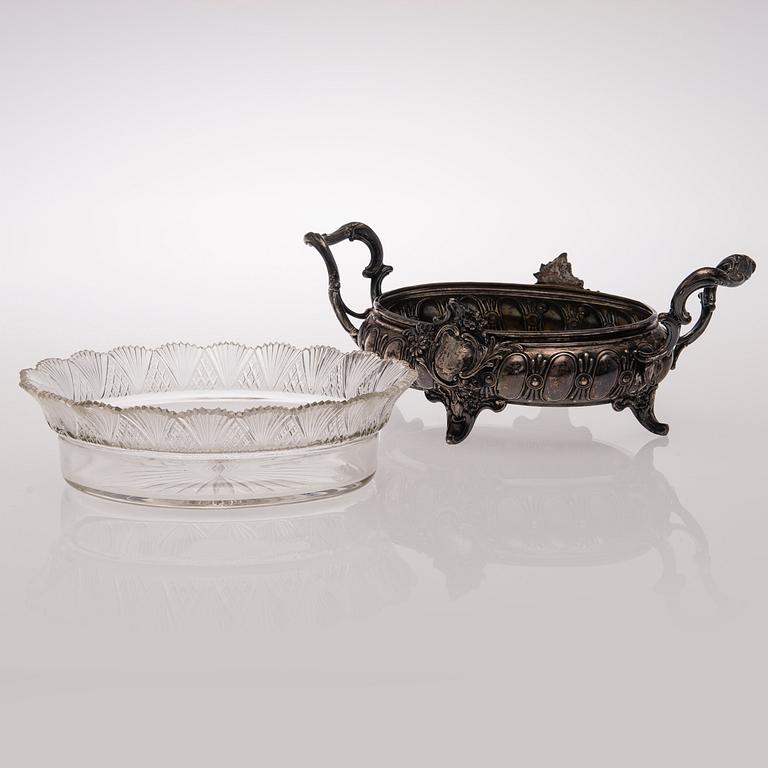 JARDINJÄR, silver och glas, Gustav Lindell, Tammerfors 1898.