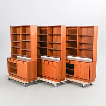 A three pcs teak 1960s book shelves.