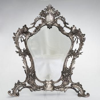 A Neo Rococo table mirror, Cyrillic mark IF, Fyodor Ilin, Saint Petersburg around 1860.