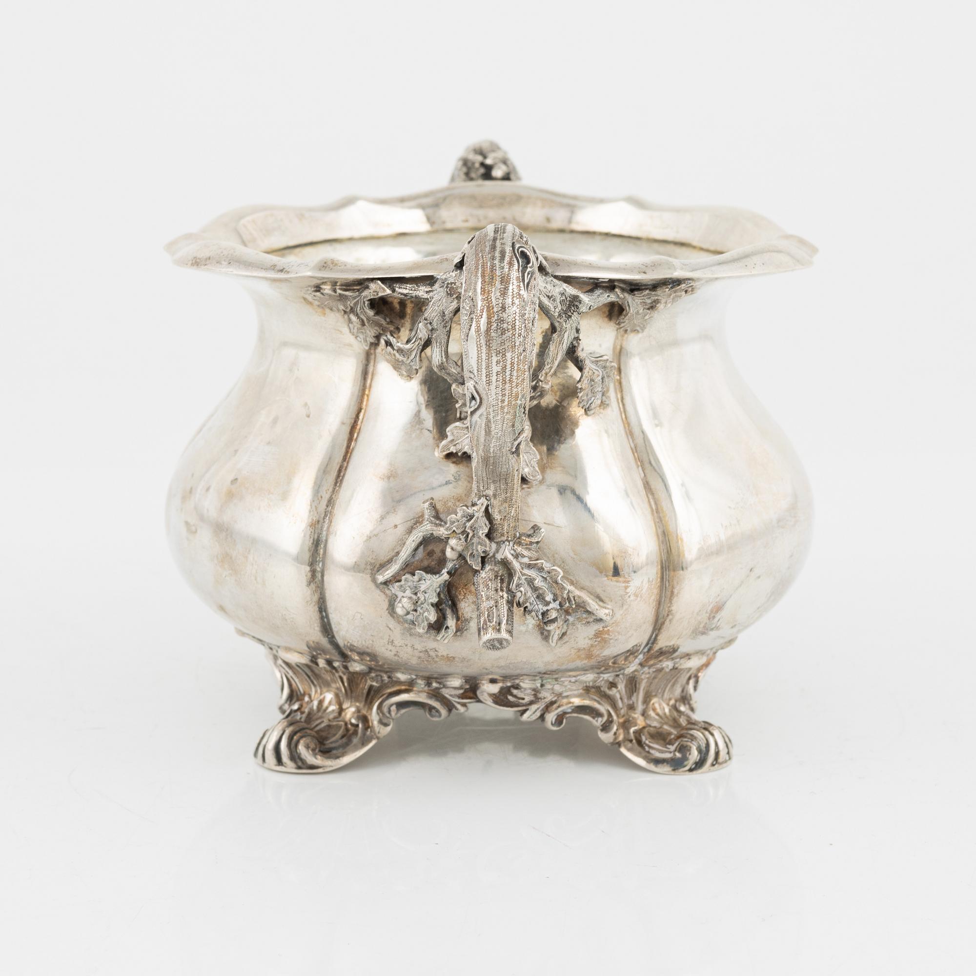 Sockerskål, silver, nyrokoko, Gustaf Möllenborg, Stockholm, 1853.