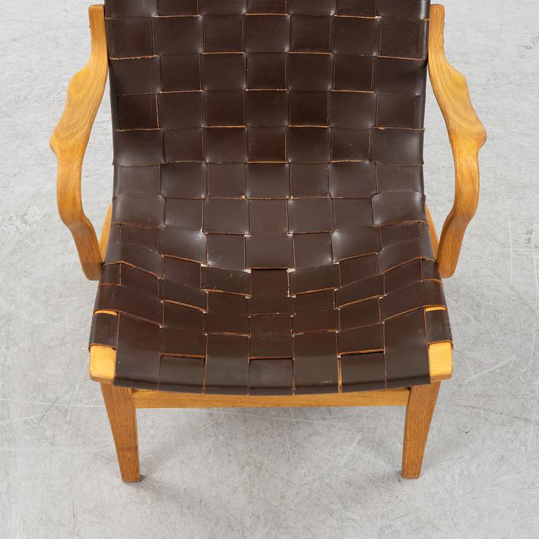 Bruno Mathsson, an oak and leather 'Eva Hög' armchair, Firma Karl Mathsson, Värnamo, 1972.