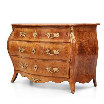 A burr-alder and gilt brass-mounted rococo commode by J. Sjölin (master 1767-85).