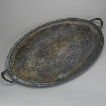 BRICKA, nysilver, sent 1800-tal.