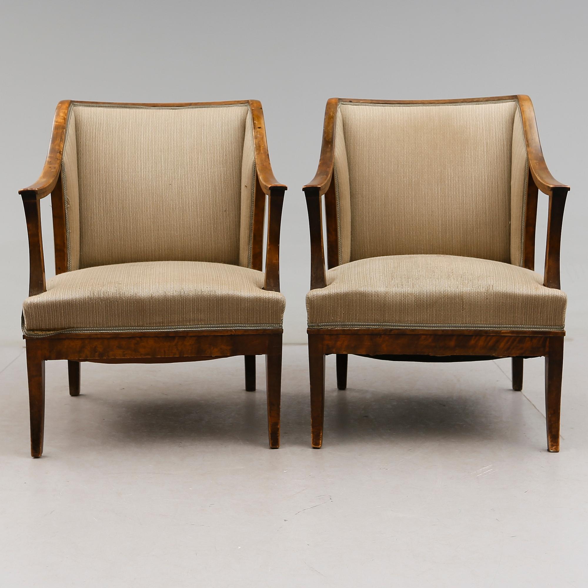 FÅTÖLJER, 1 par, 1900-talets första hälft.