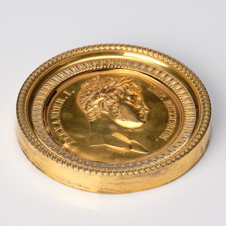 A Medallion of emperor Alexander I of Russia, Empire around 1814.