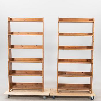 A pair of Leksvik pine book shelves from IKEA 1990s.