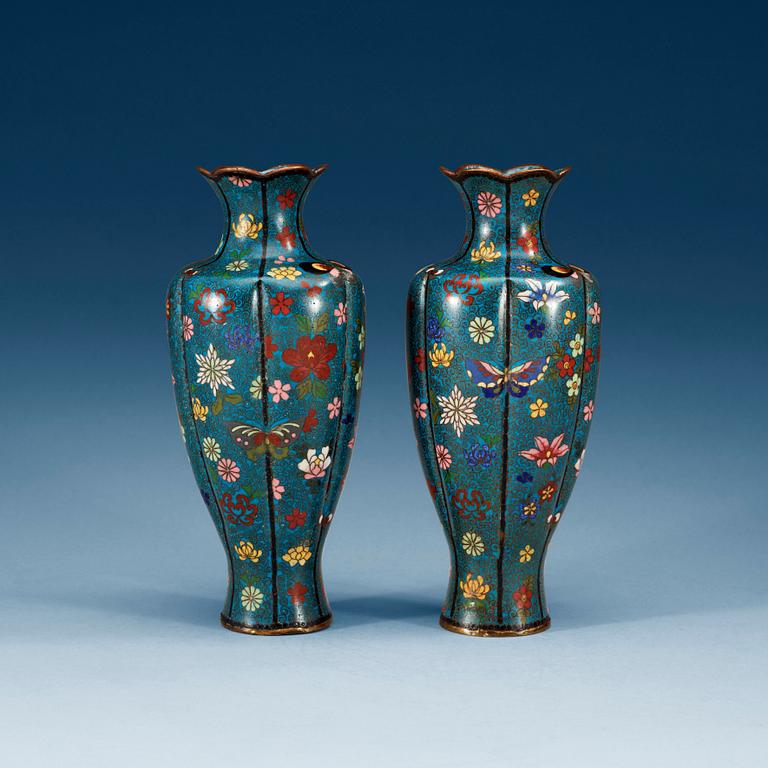A pair of cloisonné vases, second half of 19th Century.