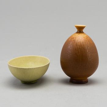 BERNDT FRIBERG, a stoneware vase and bowl from Gustavsberg studio, the vase signed.