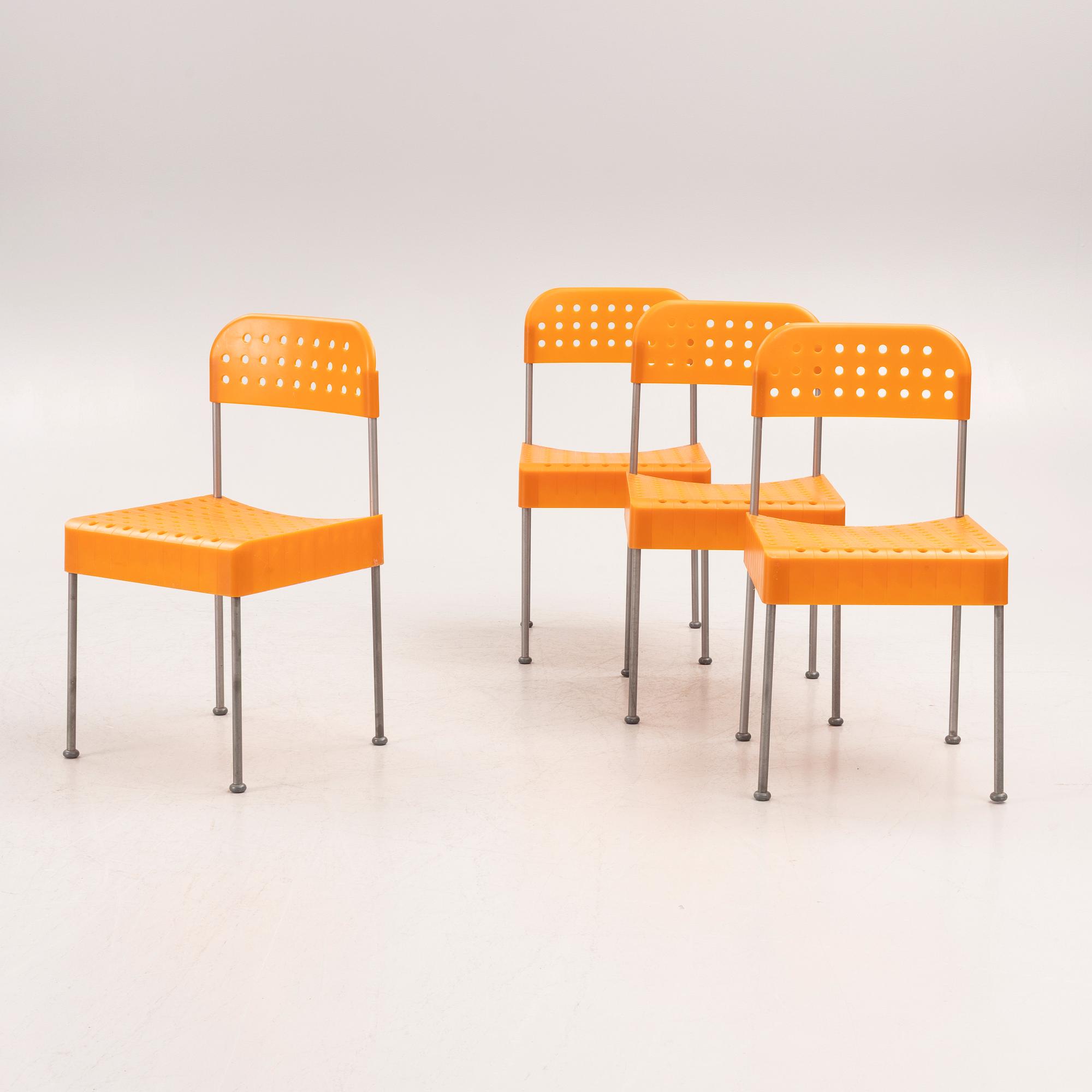 Enzo Mari, stolar, 4 st, "Box chair", Anonima Castelli, Italien, 1990-tal.