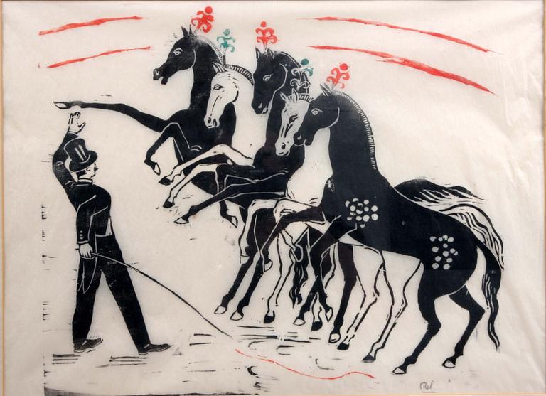 OTTE SKÖLD, färgträsnitt, sign.