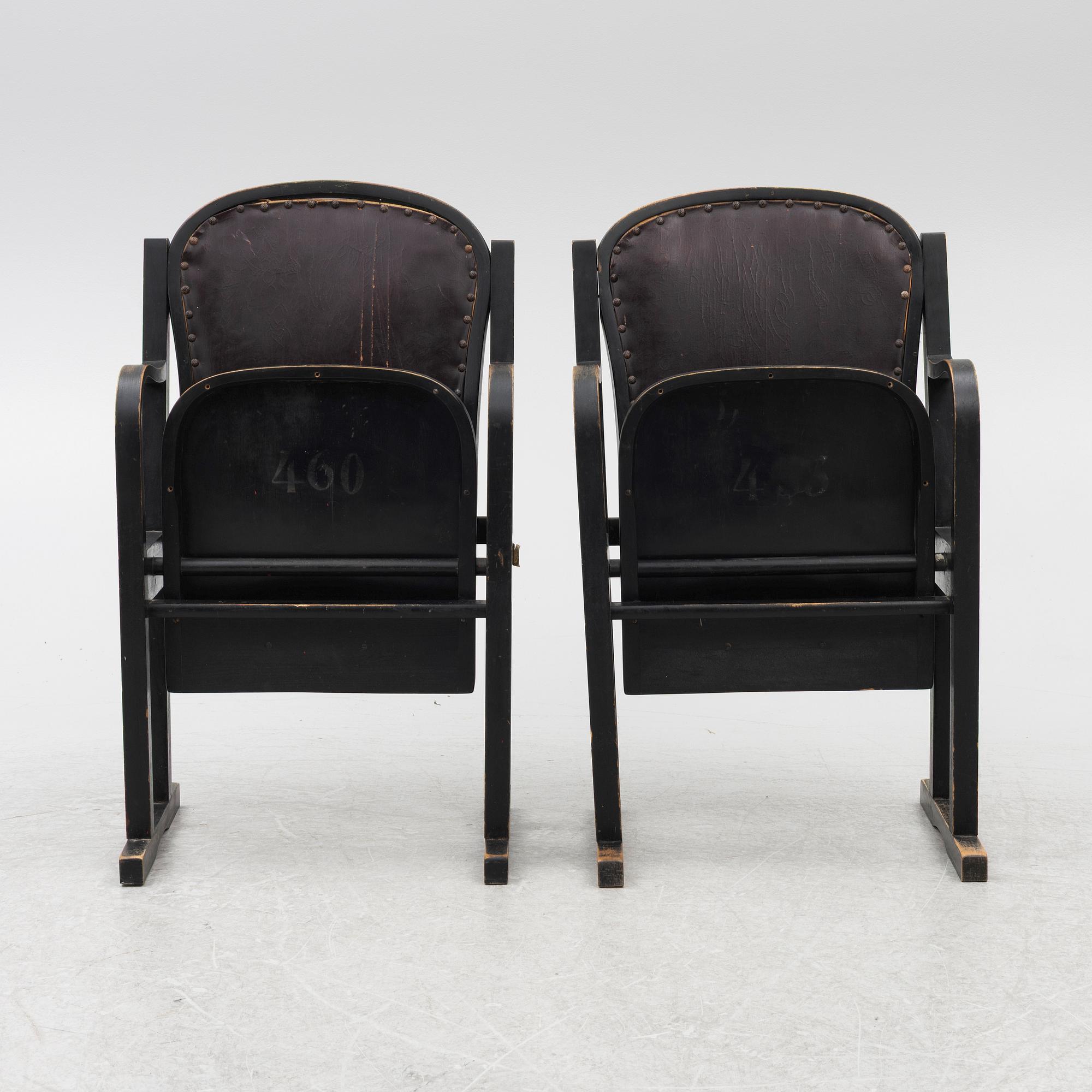 A pair of cinema chairs, 1920s/30s.