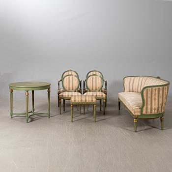Salon group, 7 dlrs Gustavian style, first half of the 20th century.