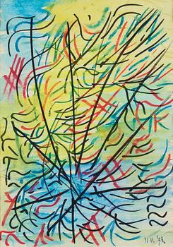 NELL WALDEN, mixed media on paper, signed and dated -72.