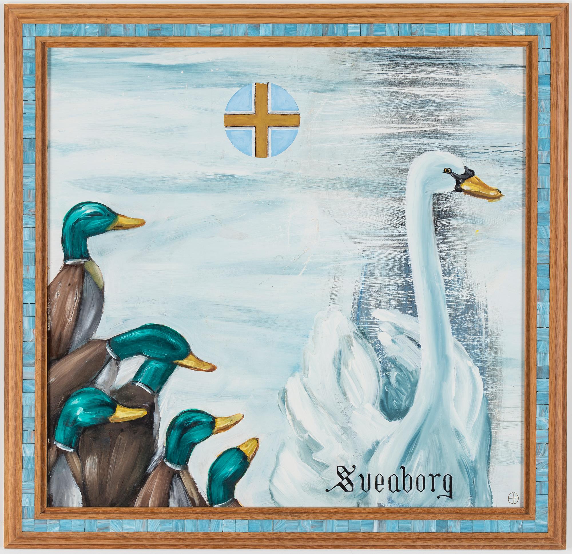 ERNST BILLGREN, oil on panel with mosaic frame, signed EB.