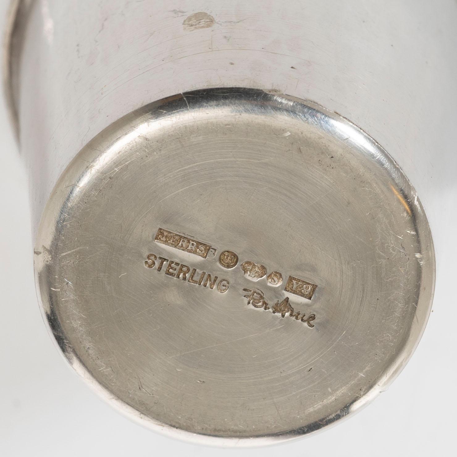 Ten small sterling silver beakers, marks of company Terrs i Wexiö AB, Växjö 1973-1976.