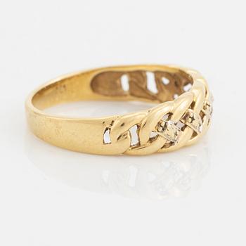 18K gold and small diamond ring.