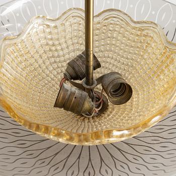 A Swedish Modern ceiling light from Orrefors, 1940's.