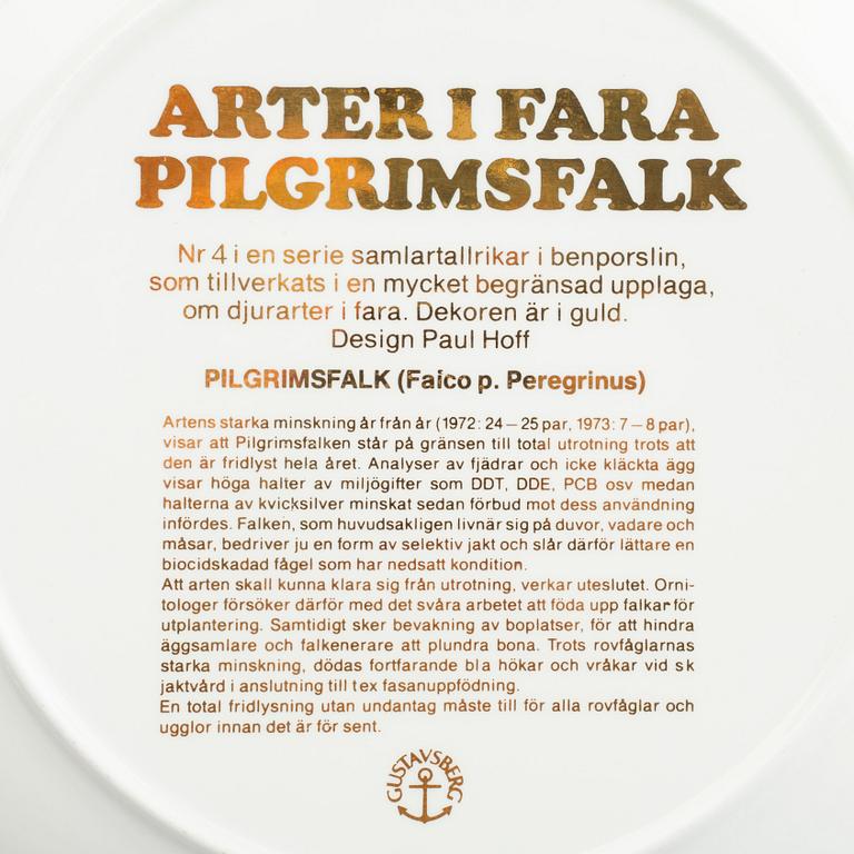 TALLRIKAR, 24st, benporslin, Paul Hoff, "Arter i fara", Gustavsberg.