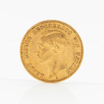 Gold coin 20 marks 1898 German Empire (Hesse) Grand Duke Ernst Ludwig.