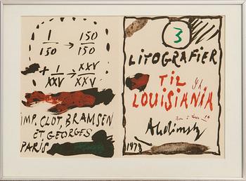 Pierre Alechinsky, "3 litografier till Louisiania" med mapp.