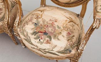 KARMSTOLAR, 1 par, Louis XVI, 1800-talets andra hälft.