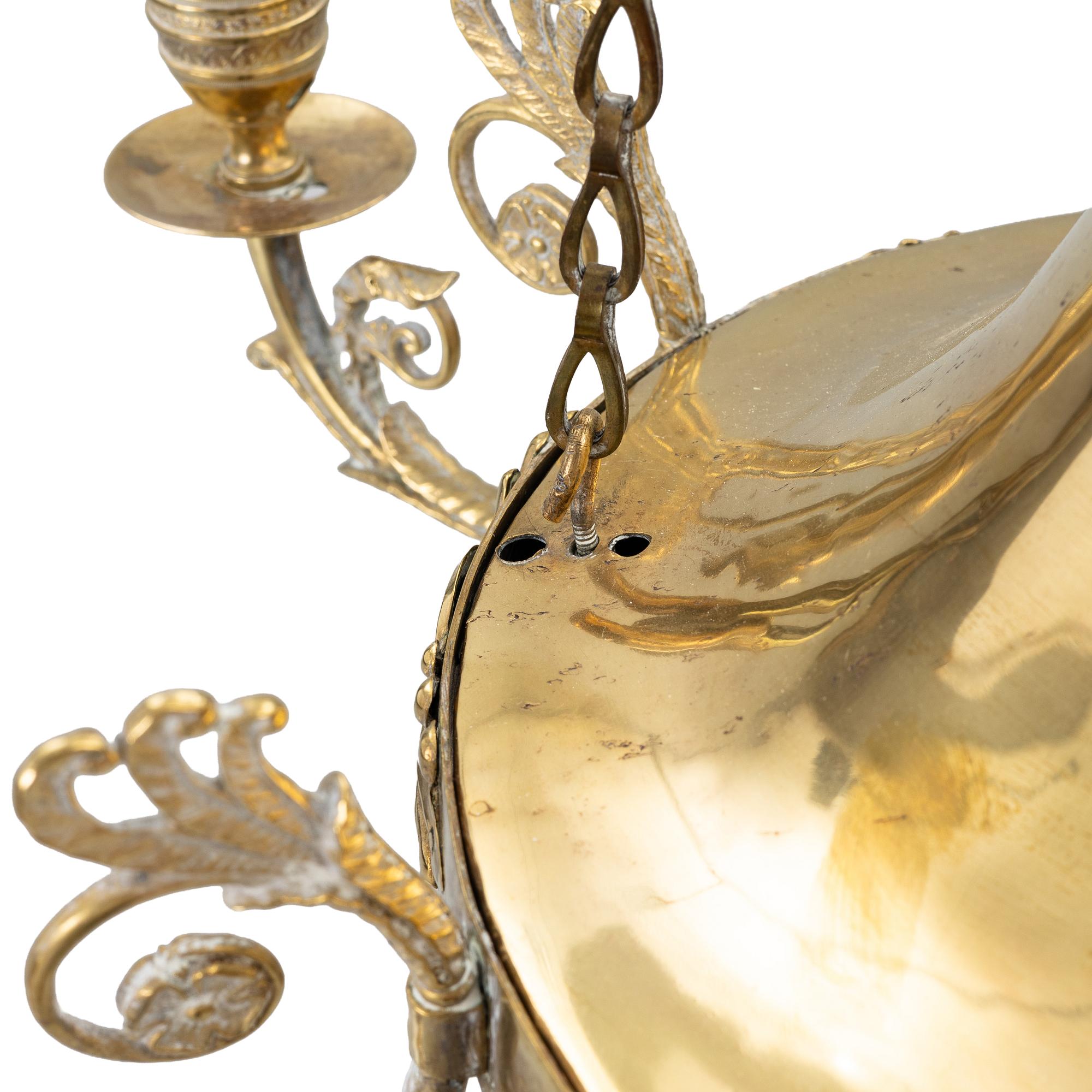 A Swedish Empire gilt brass six-branch chandelier, early 19th century.