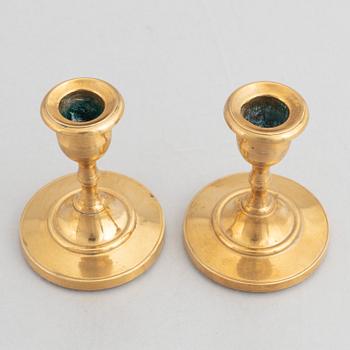 Tree Pairs of Swedish Brass Candlesticks from Skultuna Messingsbruk, 19th Century.