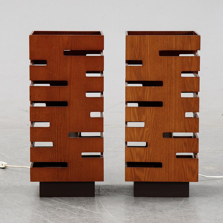 A pair of teak table lamps, second half of the 20th century.